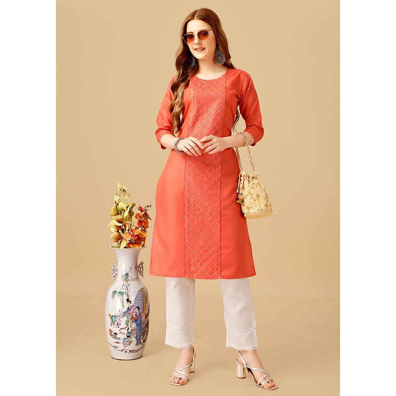 2 Pc Coral Readymade Cotton Kurti Set - JD986613835