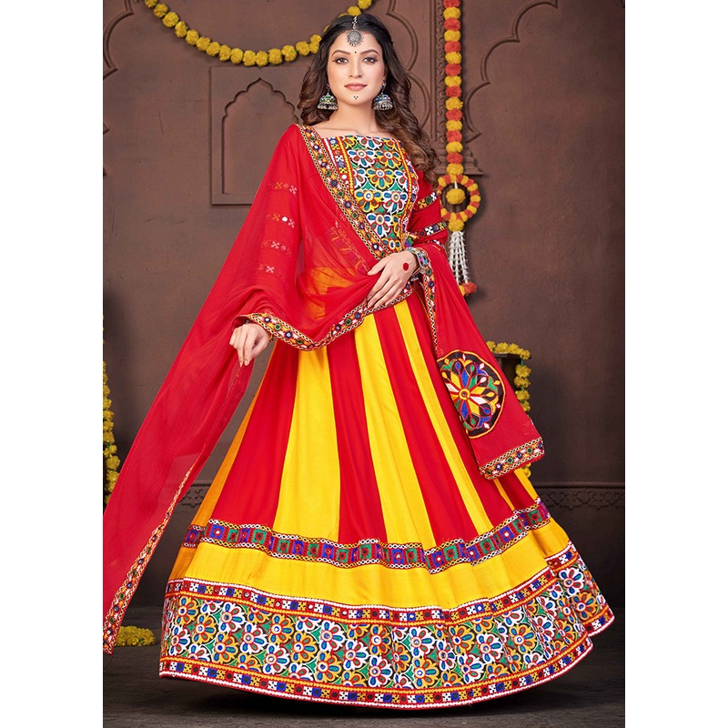 3 Pc Multi Rayon Semi Stitched Lehenga Set - JD986613655
