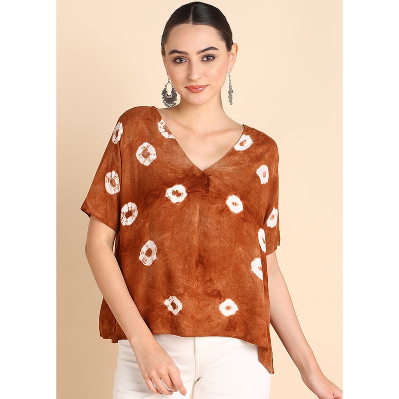 Coffee Readymade Rayon Top - JD986613560