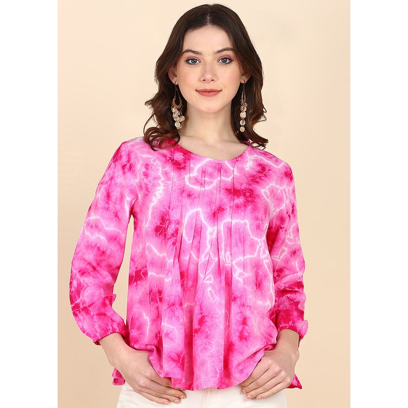 Fuchsia Readymade Rayon Top - JD986613559