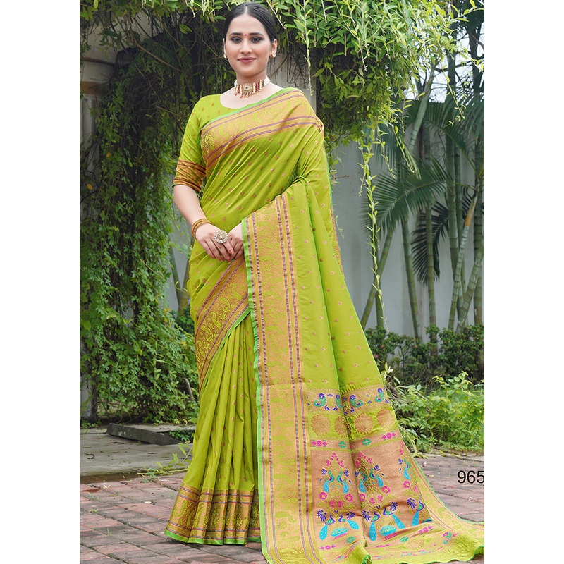 Green Dupion Silk Saree With Blouse Piece - JD986613512