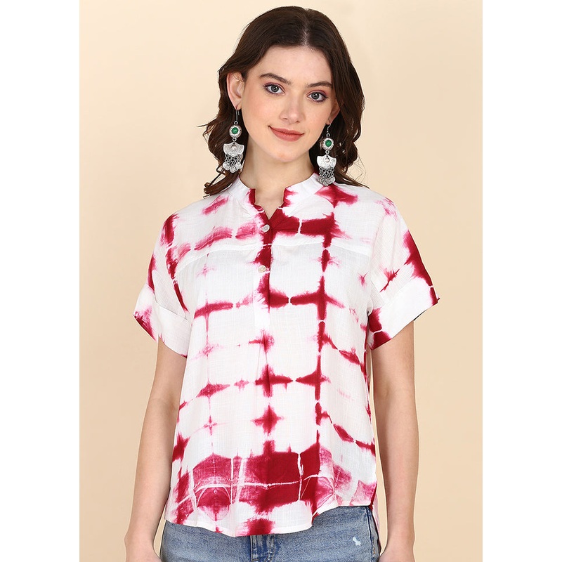 Maroon Readymade Rayon Top - JD986613557