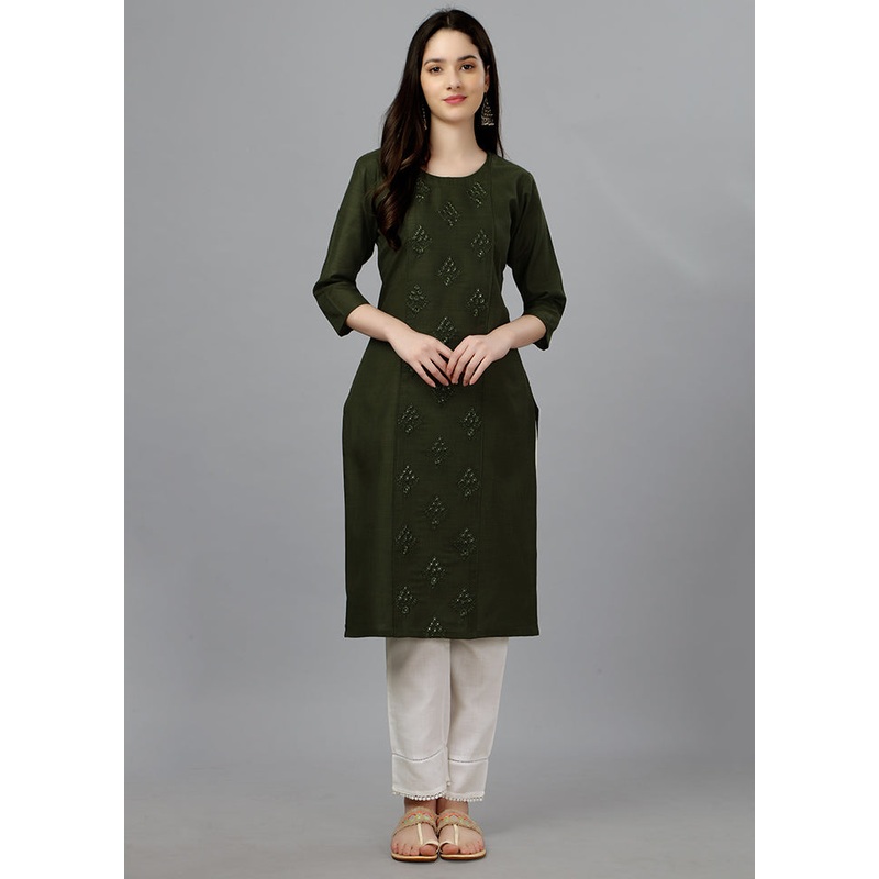 Mehendi Readymade Cotton Kurti - JD986613690
