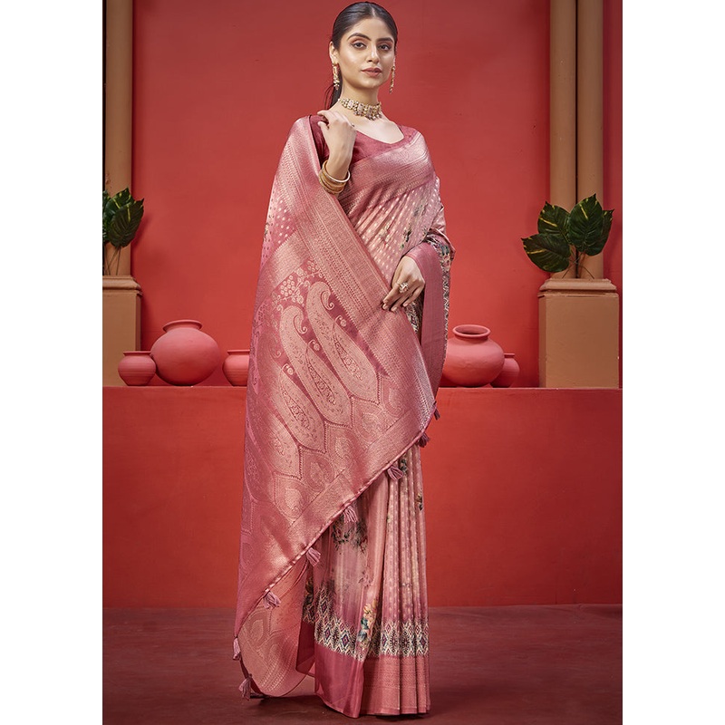 Peach Georgette Saree With Blouse Piece - JD986613496