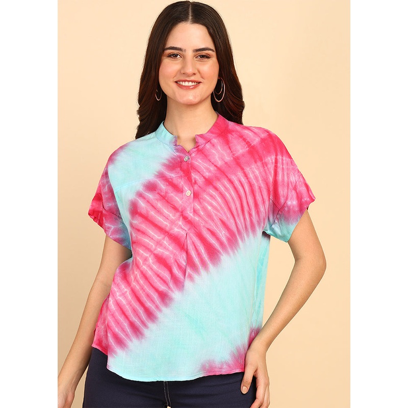 Sea Green Readymade Rayon Top - JD986613545