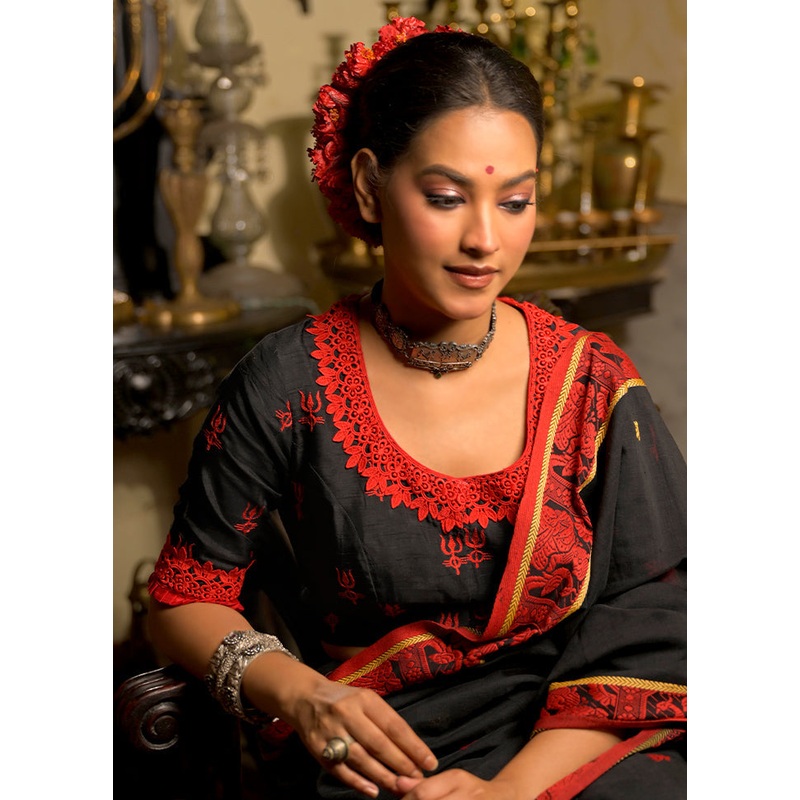 Black Dola Silk Designer Blouse - JD986613477