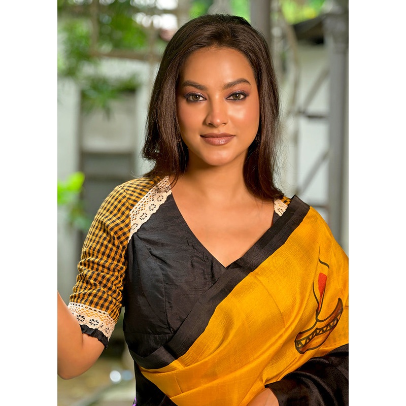 Black Dola Silk Designer Blouse - JD986613478