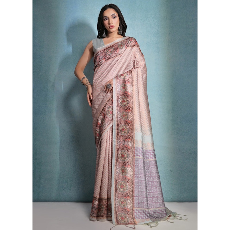 Chiku Pure Cotton Saree With Blouse Piece - JD986613391
