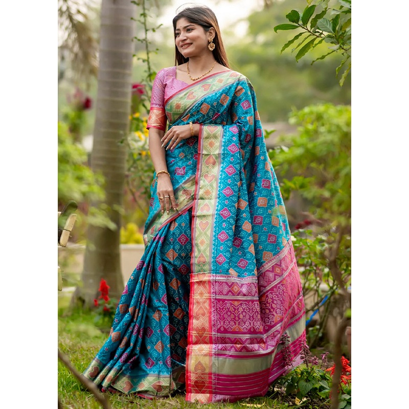 Firoza Banarasi Silk Saree With Blouse Piece - JD986613386