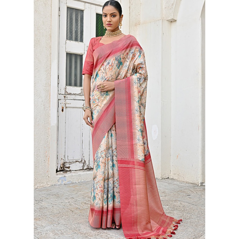 Firoza Banarasi Silk Saree With Blouse Piece - JD986613441