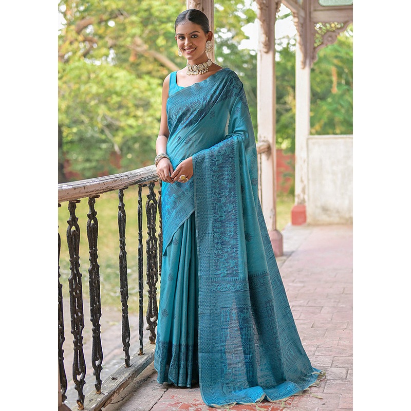Firoza Dupion Silk Saree With Blouse Piece - JD986613438