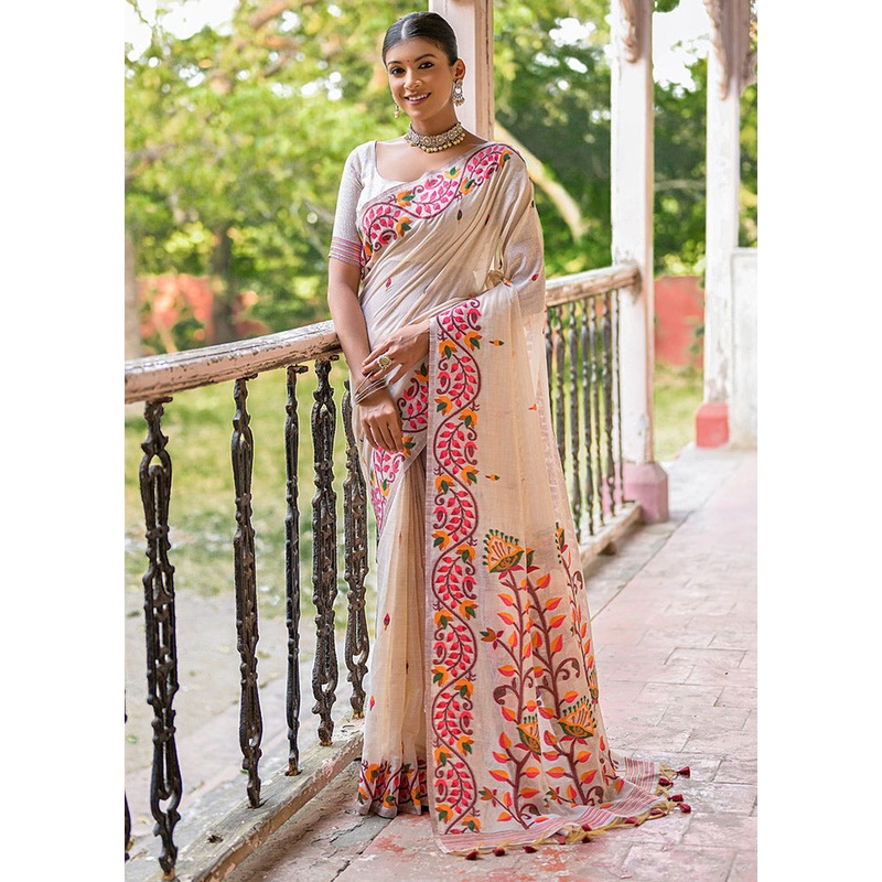 Maroon Pure Cotton Saree With Blouse Piece - JD986613372