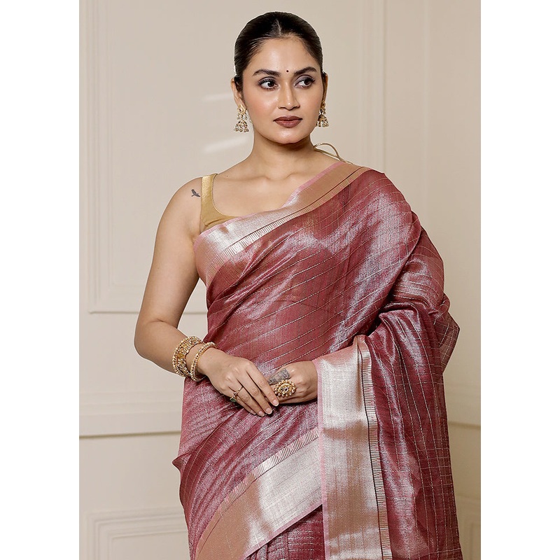Purple Tissue Silk Saree With Blouse Piece - JD986613303