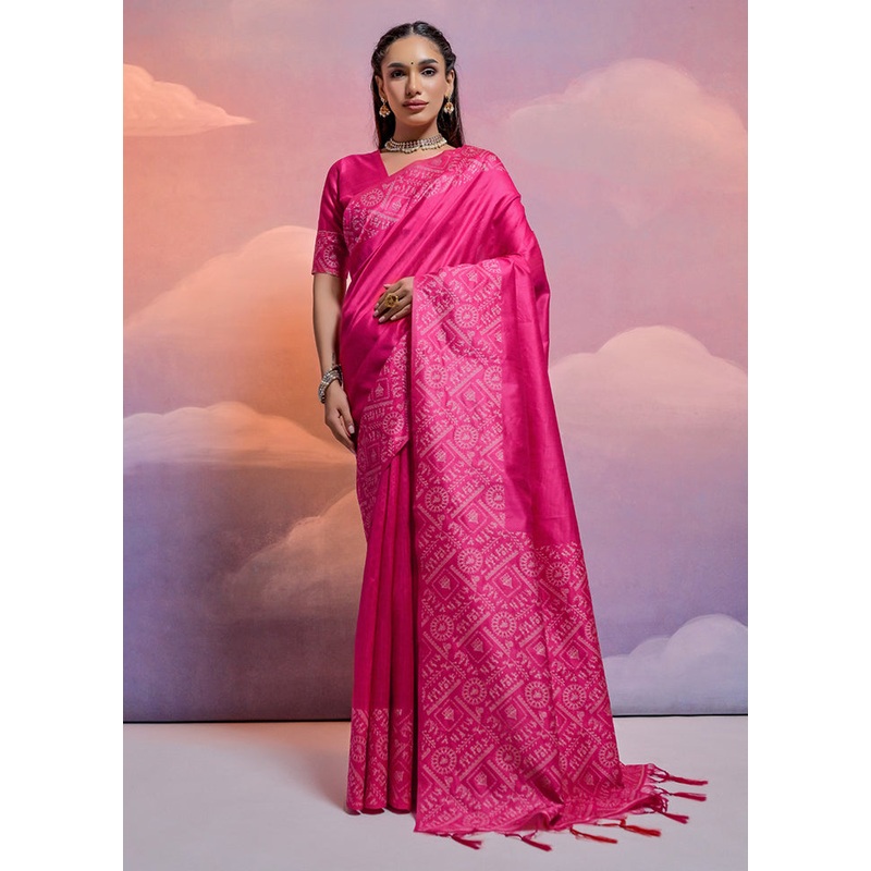Rani Dupion Silk Saree With Blouse Piece - JD986613347