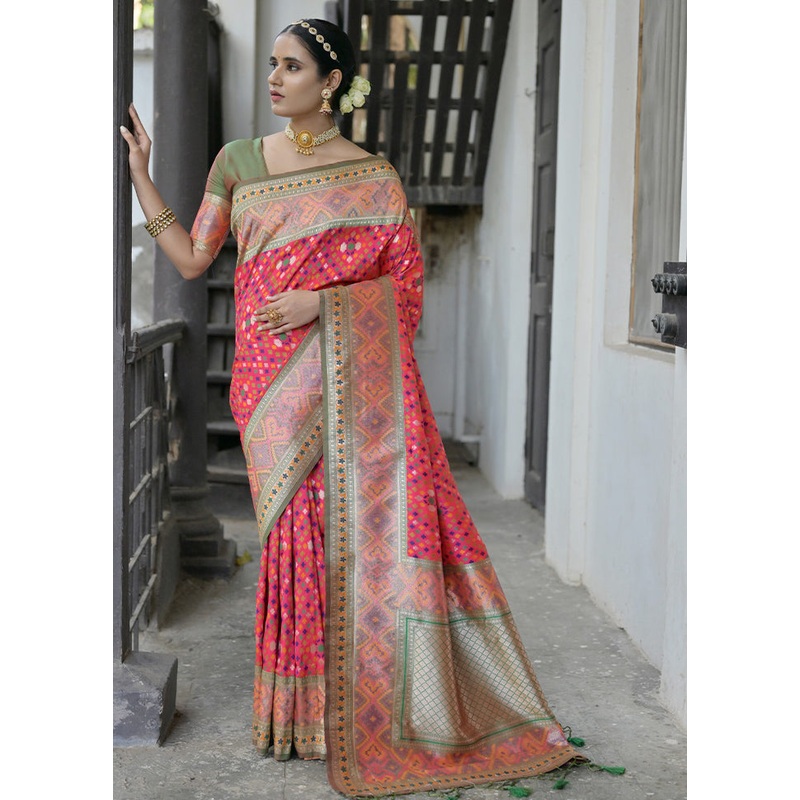 Rani Dupion Silk Saree With Blouse Piece - JD986613419
