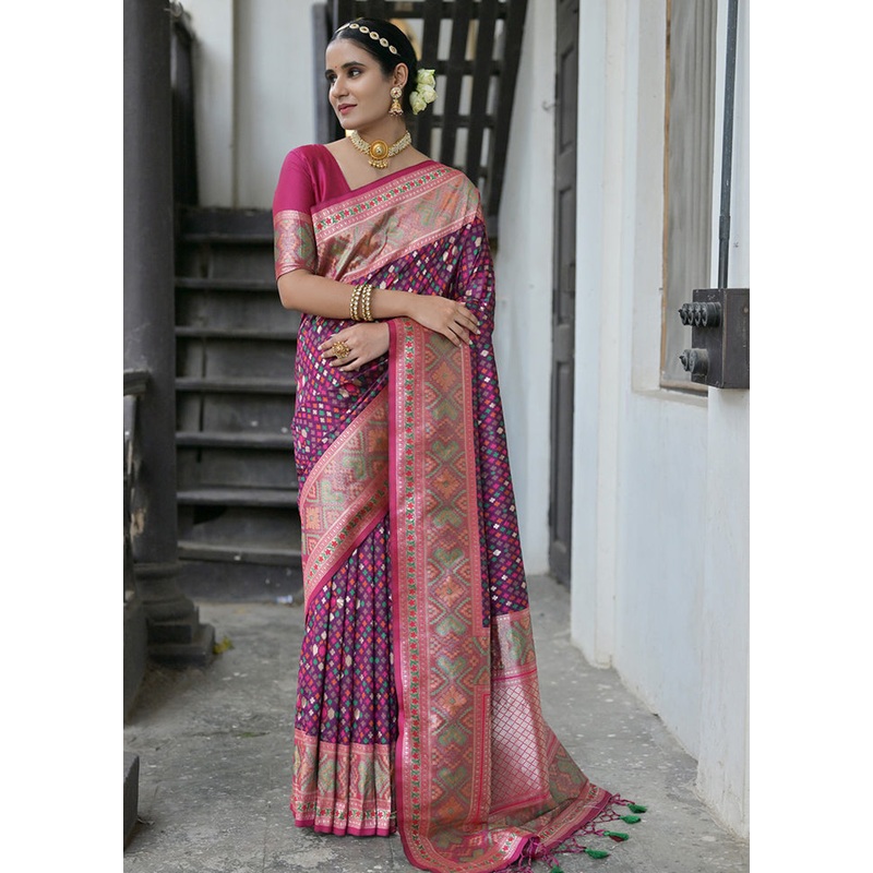 Wine Dupion Silk Saree With Blouse Piece - JD986613410