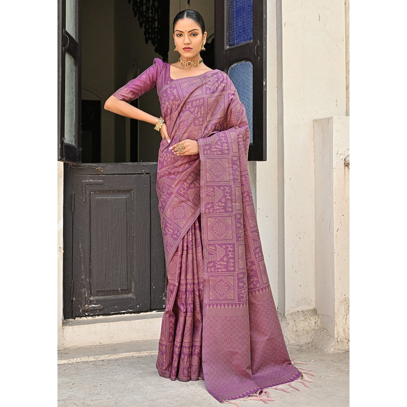 Wine Dupion Silk Saree With Blouse Piece - JD986613411