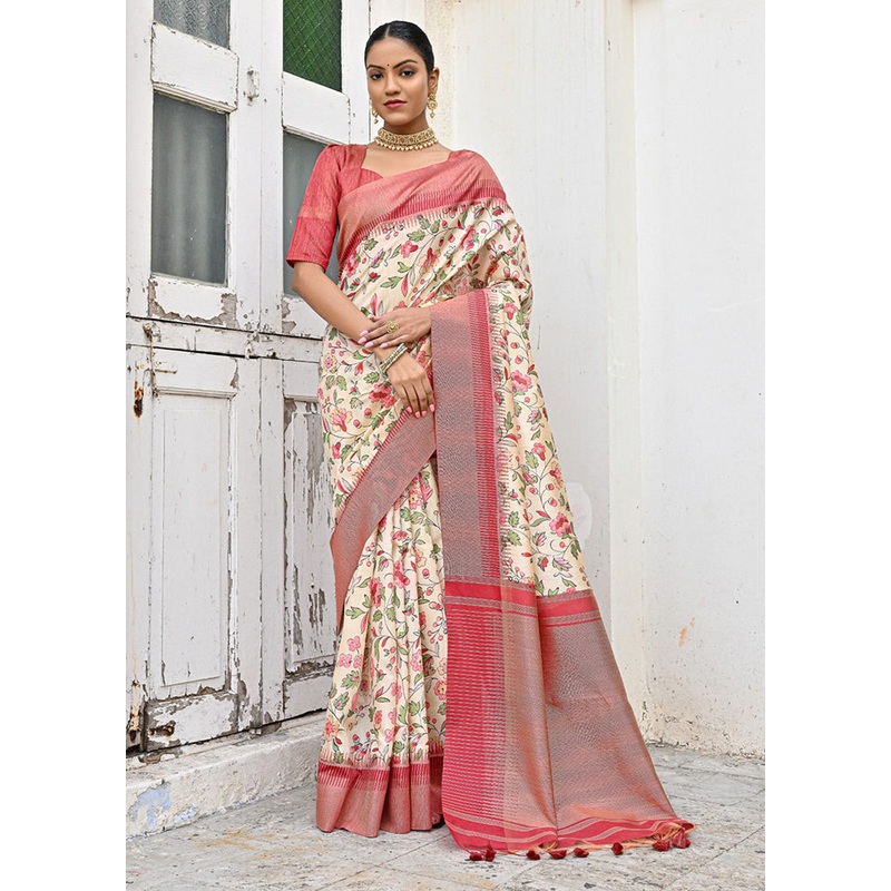 Yellow Banarasi Silk Saree With Blouse Piece - JD986613407