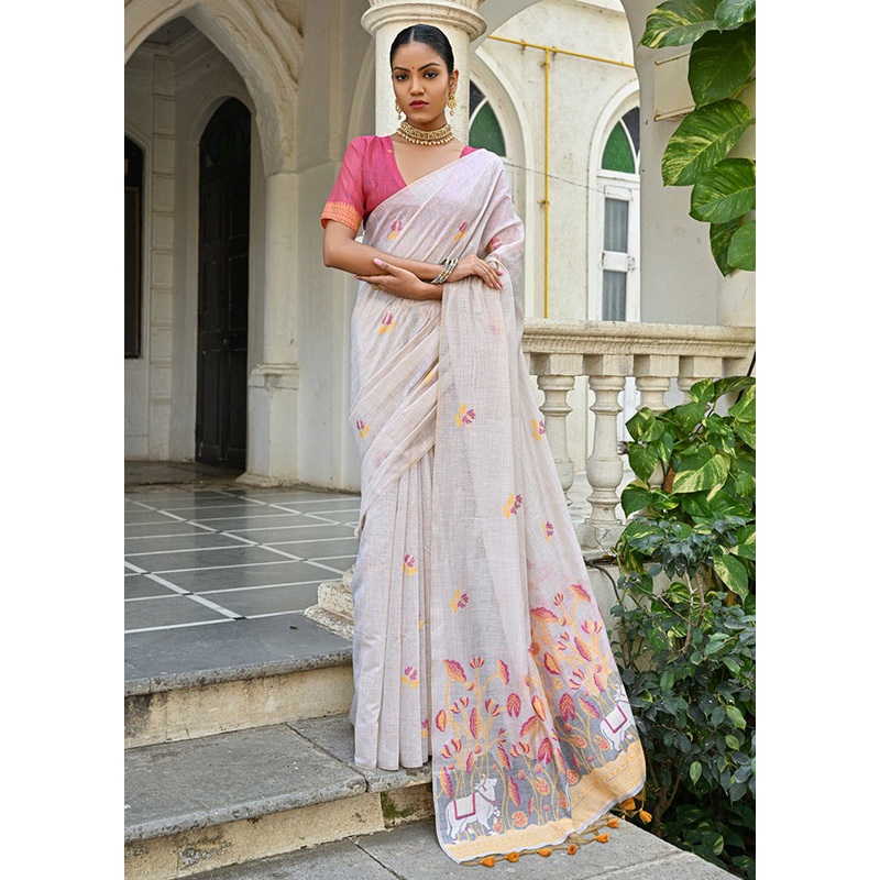 Yellow Cotton Saree With Blouse Piece - JD986613333