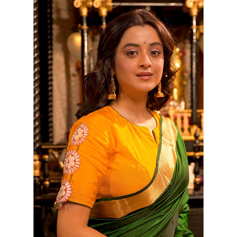 Yellow Dola Silk Designer Blouse - JD986613453