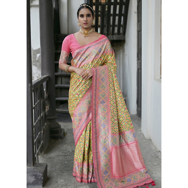 Yellow Dupion Silk Saree With Blouse Piece - JD986613406
