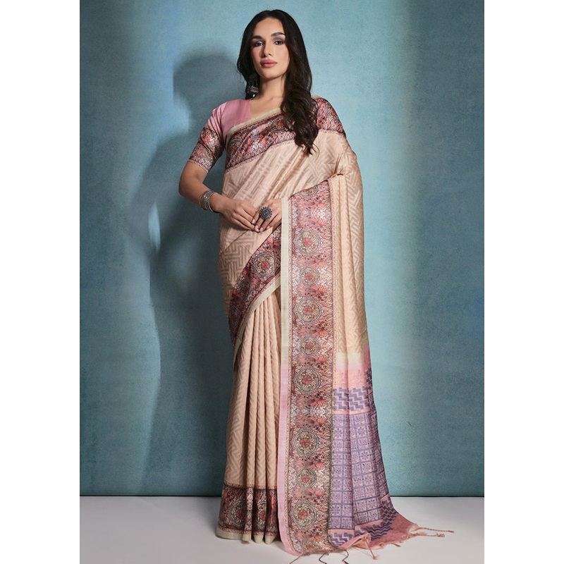 Yellow Pure Cotton Saree With Blouse Piece - JD986613329