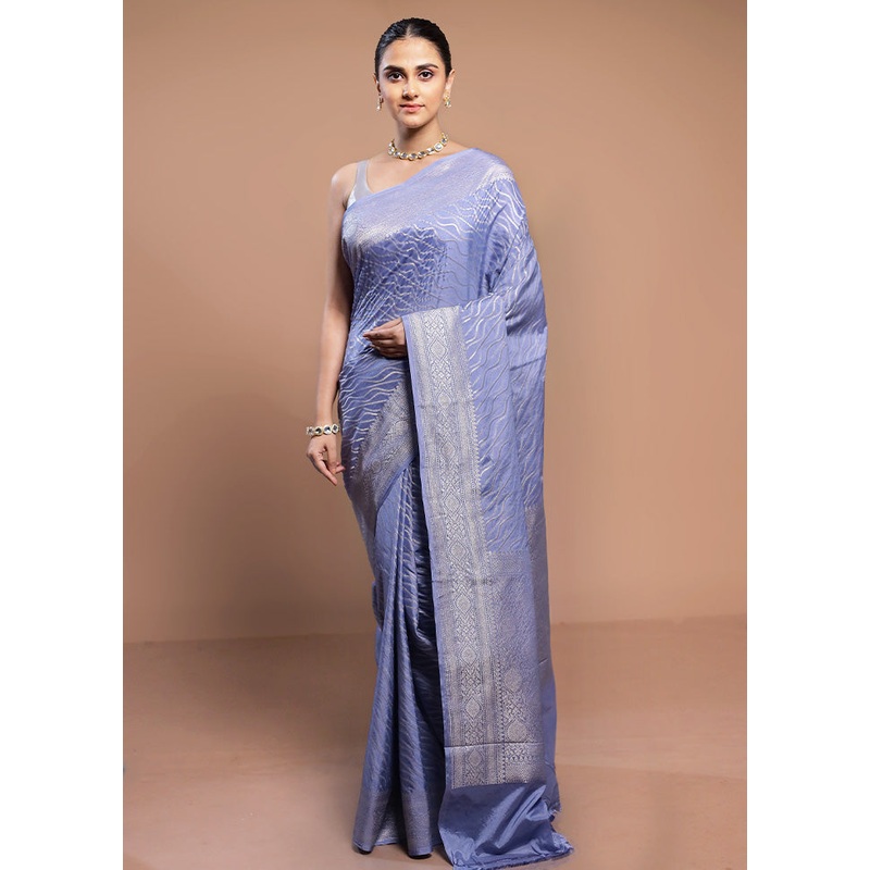 Blue Georgette Saree With Blouse Piece - JD986613104