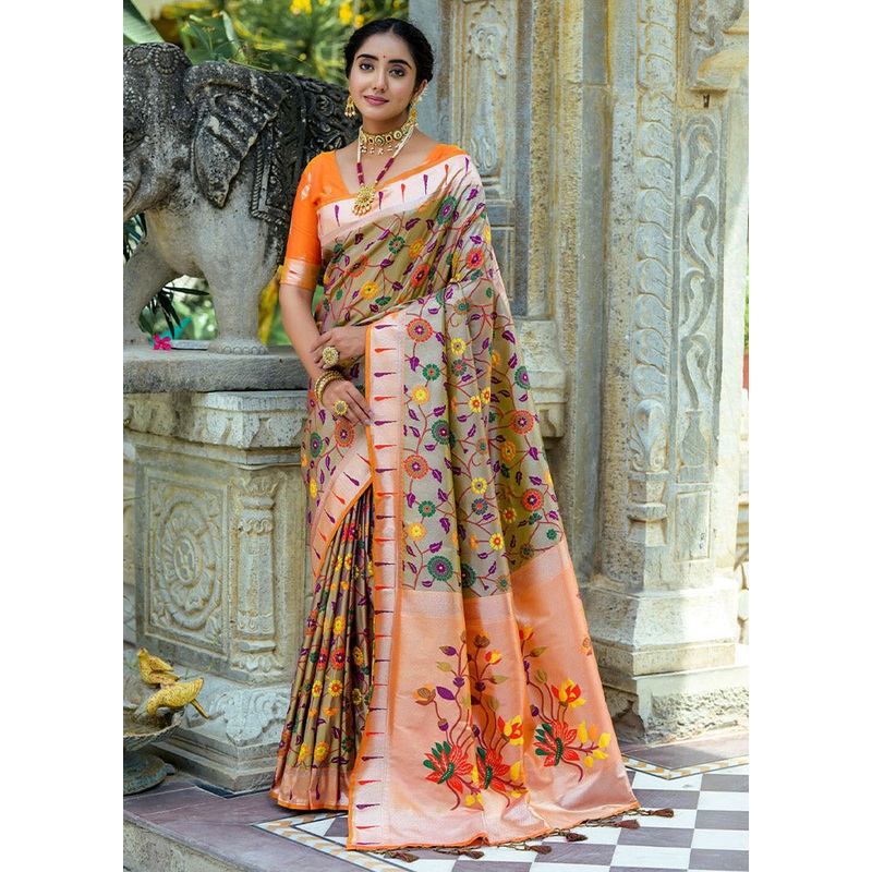 Coffee Kanjivaram Silk Saree With Blouse Piece - JD986613130