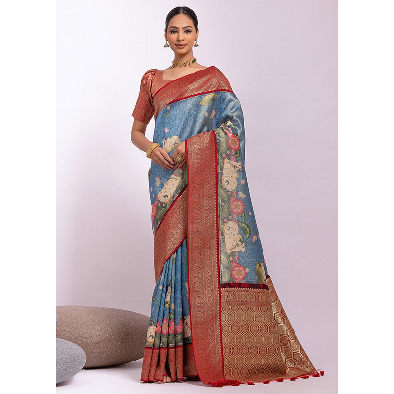 Firoza Dupion Silk Saree With Blouse Piece - JD986613123