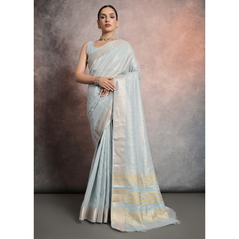 Firoza Linen Silk Saree With Blouse Piece - JD986613121