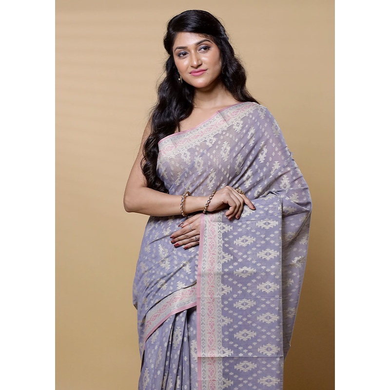 Green Cotton Saree With Blouse Piece - JD986613232