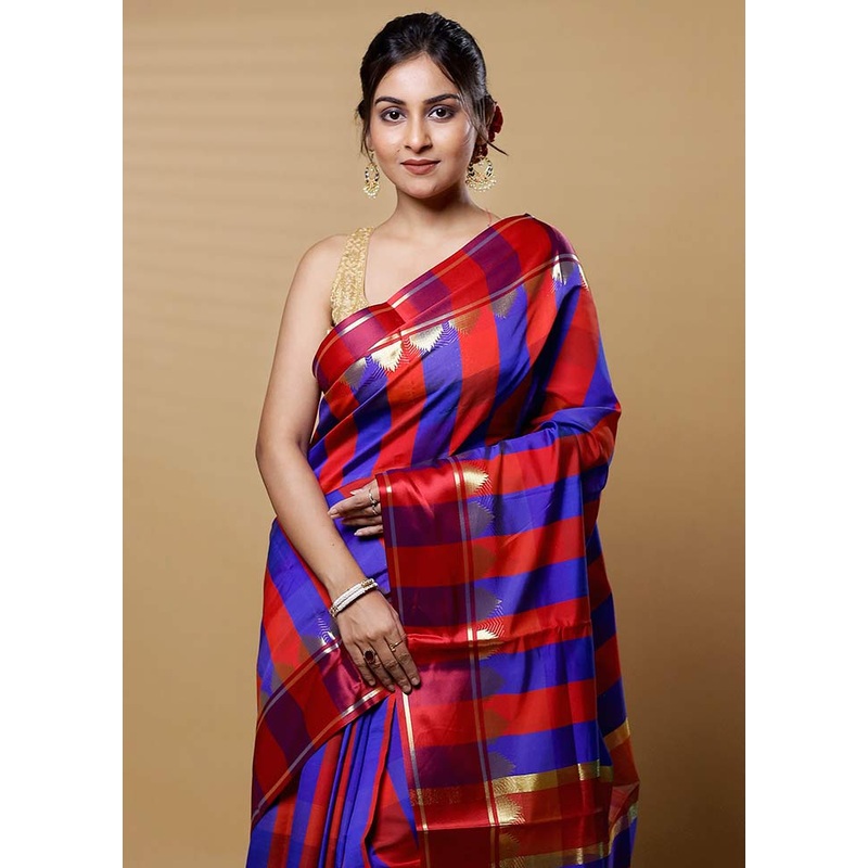 Multicolor Cotton Saree With Blouse Piece - JD986613196
