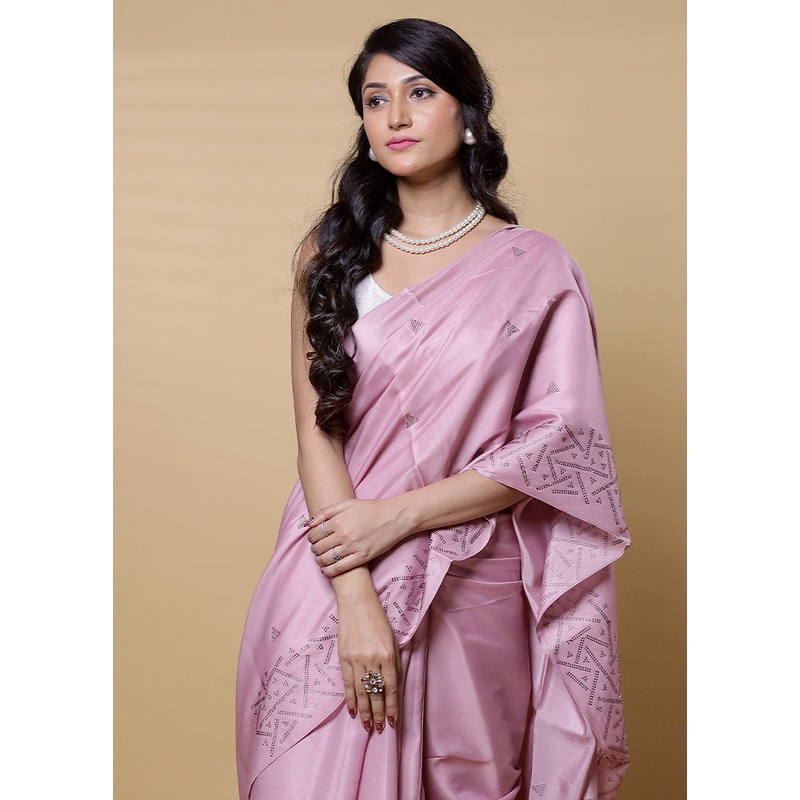 Pink Dupion Silk Saree With Blouse Piece - JD986613188