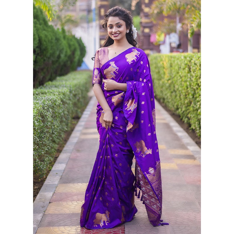 Lavender Spun Silk Saree With Blouse Piece - JD986613009