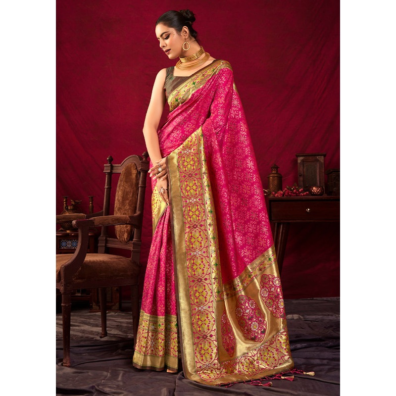 Pink Dupion Silk Saree With Blouse Piece - JD986612902