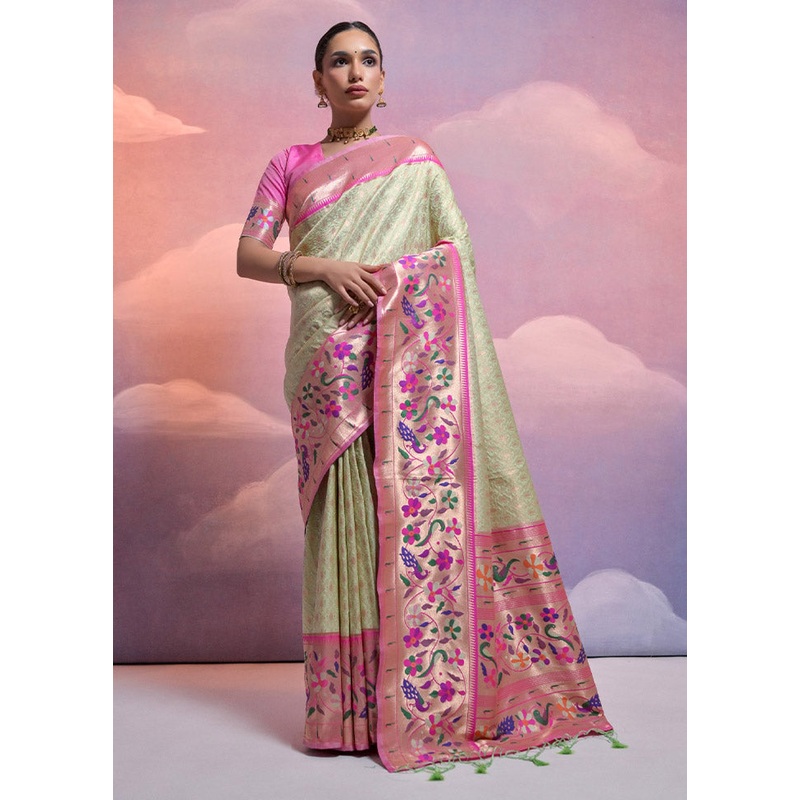 Pista Green Dupion Silk Saree With Blouse Piece - JD986612894
