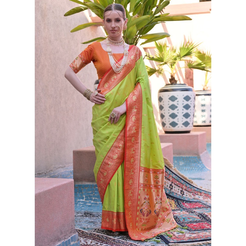 Pista Green Dupion Silk Saree With Blouse Piece - JD986612897