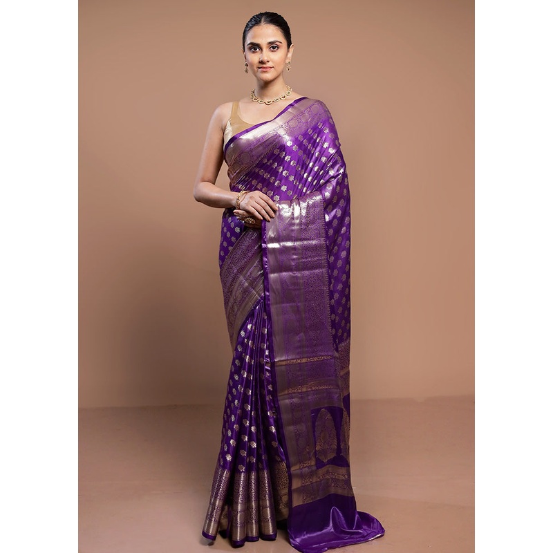 Purple Dupion Silk Saree With Blouse Piece - JD986613039