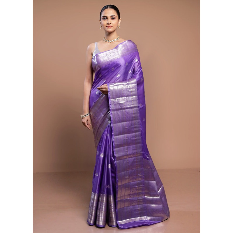 Purple Dupion Silk Saree With Blouse Piece - JD986613041