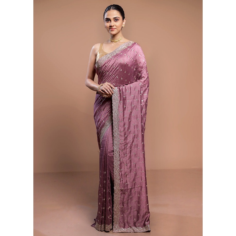 Purple Tussar Silk Saree With Blouse Piece - JD986613030