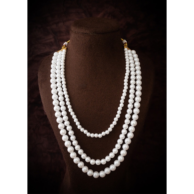 White Pearl Kundan Stone Work Necklace - JD986612968