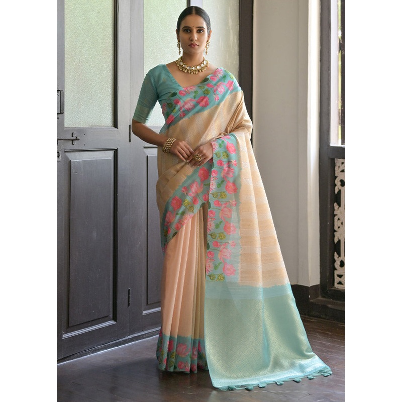 Firoza Banarasi Silk Saree With Blouse Piece - JD986612812