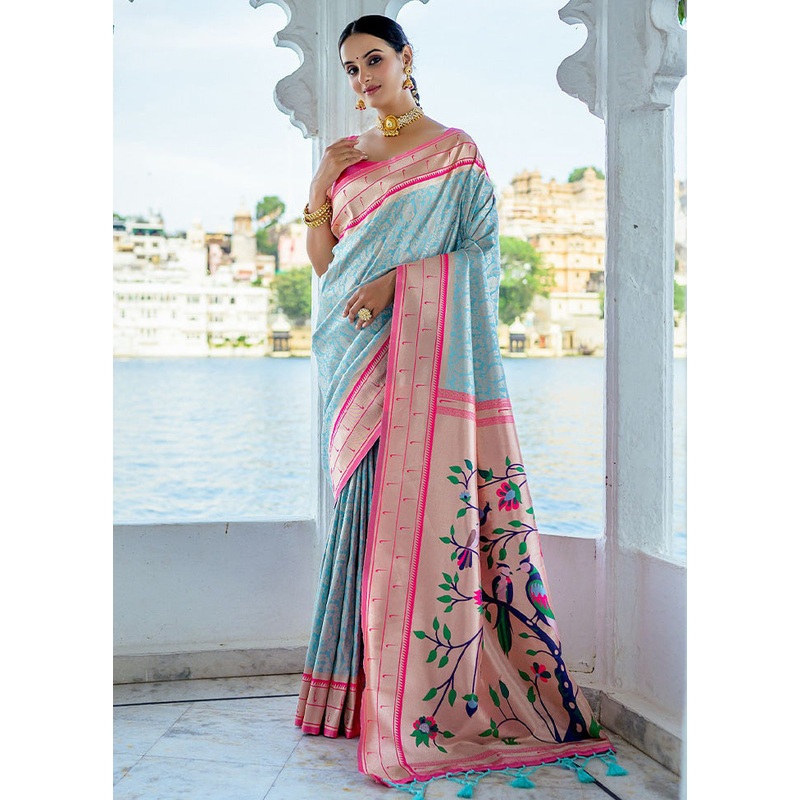 Firoza Kanjivaram Silk Saree With Blouse Piece - JD986612809
