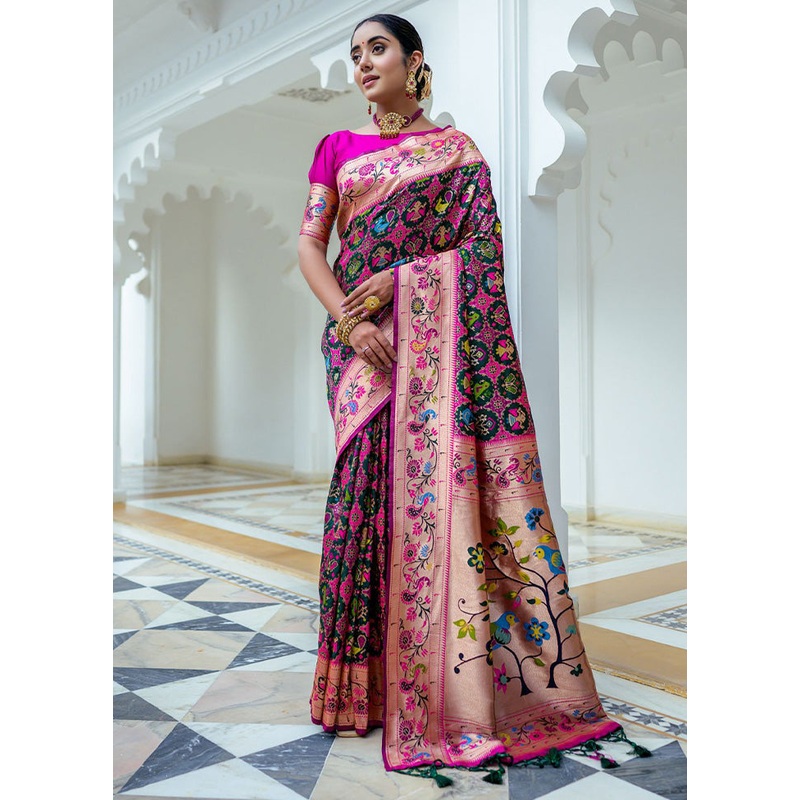 Green Dupion Silk Saree With Blouse Piece - JD986612802