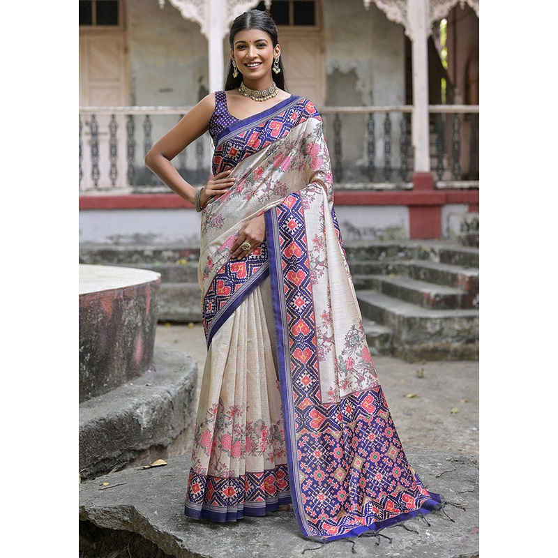 Peach Tussar Silk Saree With Blouse Piece - JD986612824