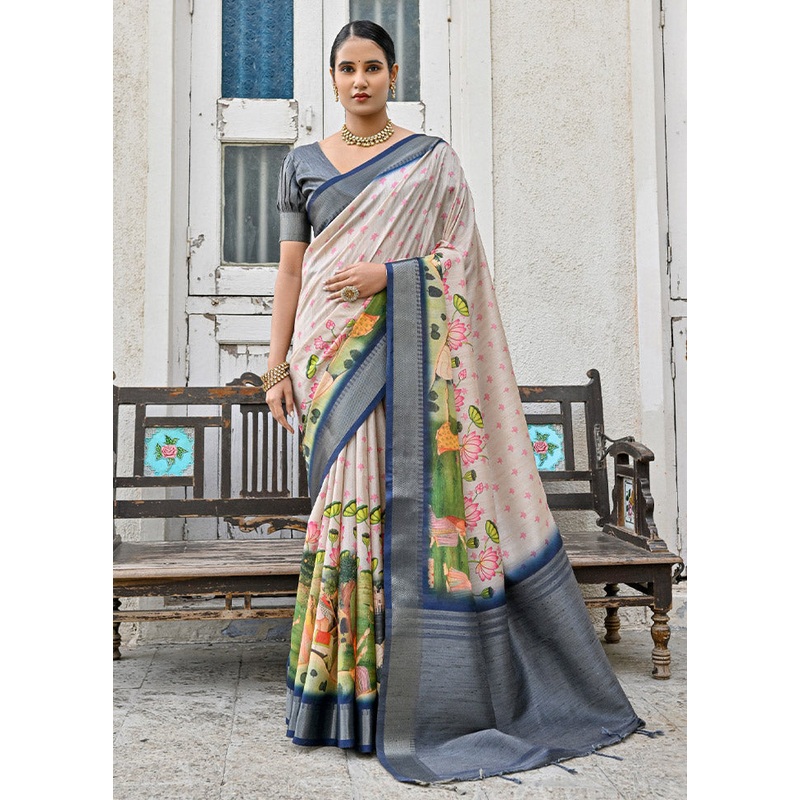 Pink Tussar Silk Saree With Blouse Piece - JD986612829