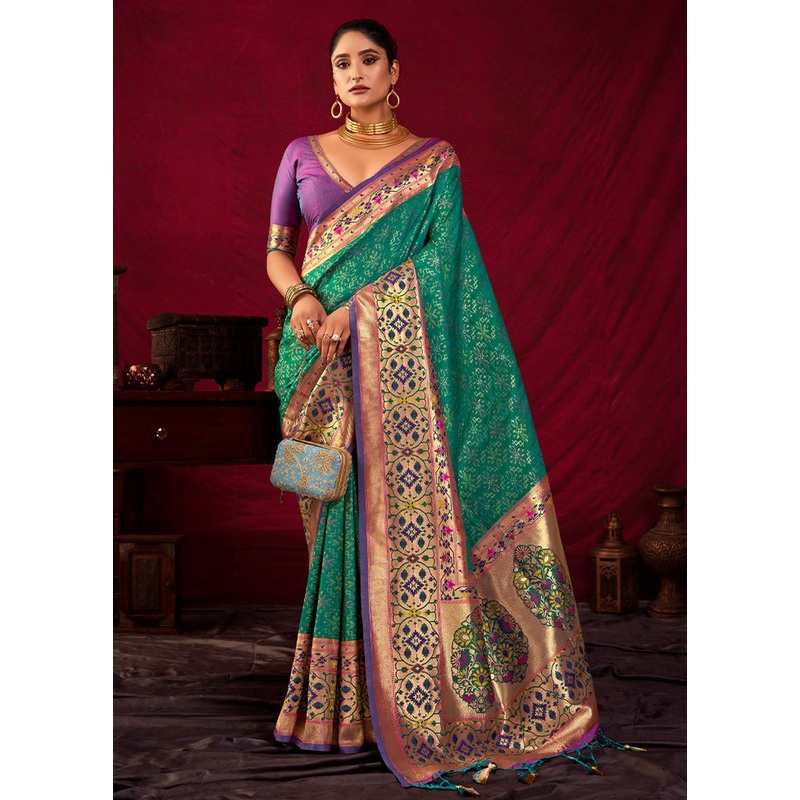 Rama Dupion Silk Saree With Blouse Piece - JD986612887