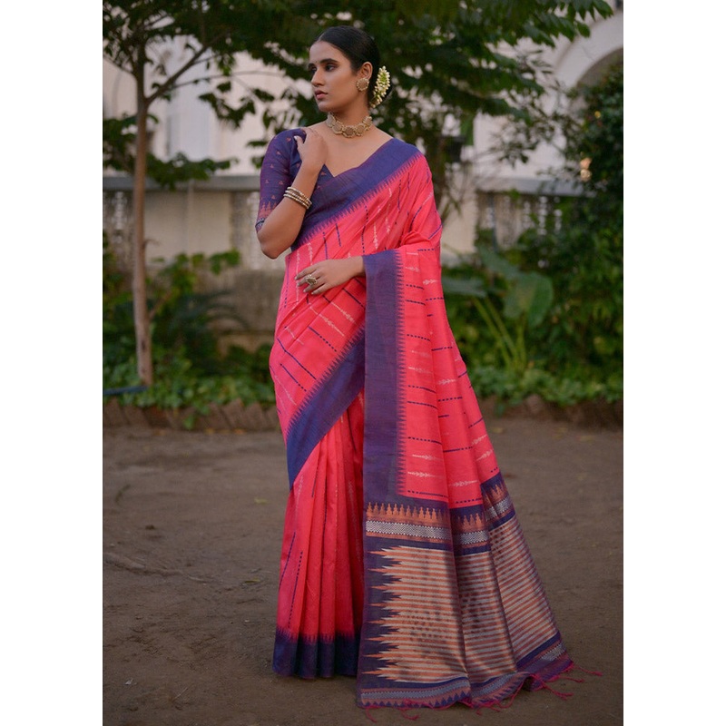 Rani Dupion Silk Saree With Blouse Piece - JD986612733
