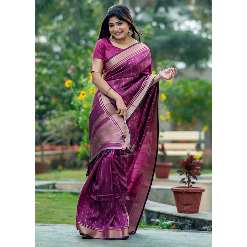 Rani Dupion Silk Saree With Blouse Piece - JD986612734