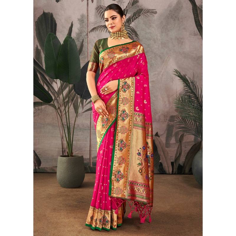 Rani Dupion Silk Saree With Blouse Piece - JD986612879